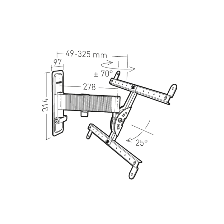 EXO 600TW2 - Support inclinable & orientable pour écrans 40'' à 85''